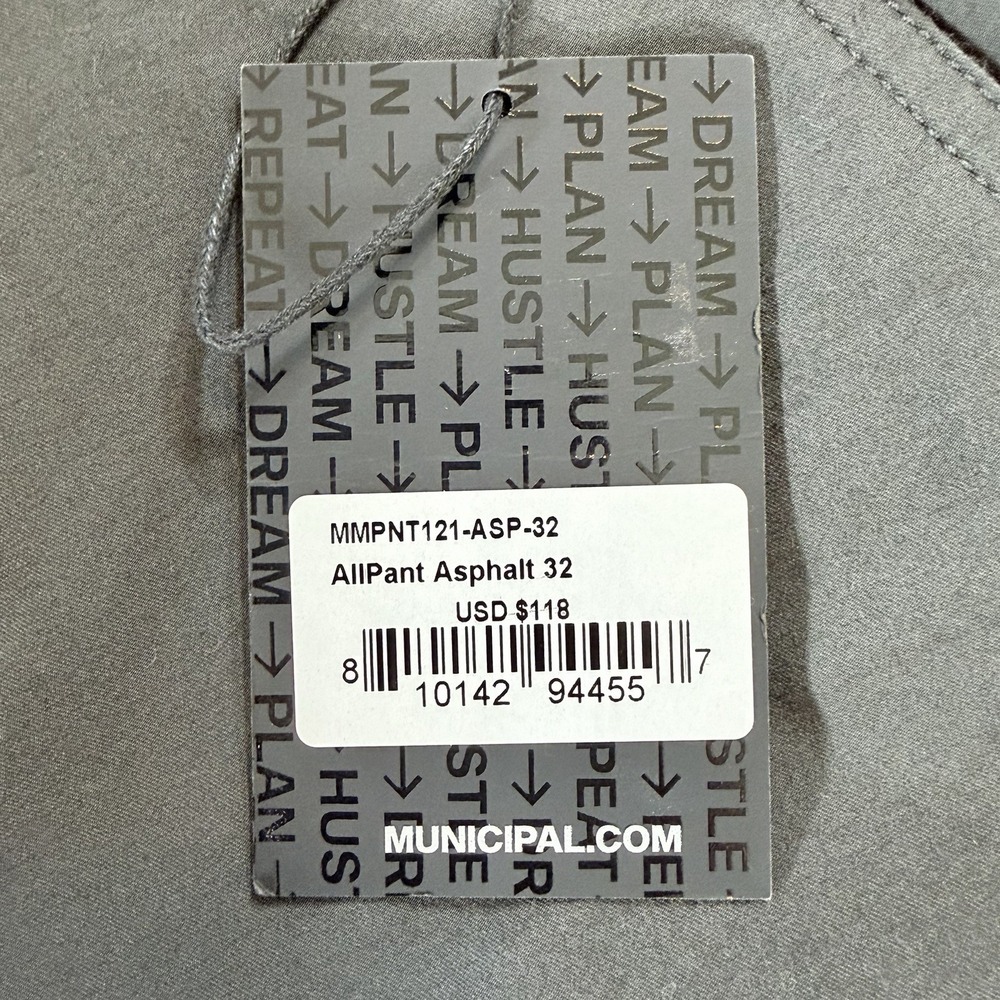 Municipal AllPant Asphalt Mens 32 Performance Pants Stretch Athletic Casual NWT - Picture 6 of 10